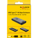 DeLOCK USB-C 40 Gbps per SSD M.2 NVMe PCIe con ventola, Disk enclosure grigio/Nero