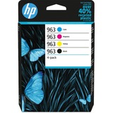 HP Confezione da 4 cartucce di inchiostro nero, ciano, magenta, giallo originali 963 ciano, magenta, giallo originali 963, Resa standard, Nero, Ciano, Magenta, Giallo, Inchiostro a base di pigmento, Inchiostro a base di pigmento, 47,86 ml, 5 pz