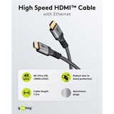goobay Plus Cavo HDMI ad alta velocità con Ethernet, 4K @ 60Hz grigio
