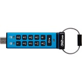 Kingston IronKey Keypad 200C USB-C da 32 GB, FIPS 140-3 livello 3 AES-256, Chiavetta USB FIPS 140-3 livello 3 AES-256, 32 GB, USB tipo-C, 3.2 Gen 1 (3.1 Gen 1), 145 MB/s, Sleeve, Blu