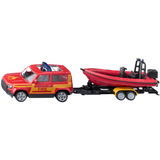 SIKU Land Rover Defender with boat Modellino di SUV Preassemblato, Veicolo modello Modellino di SUV, Preassemblato, Qualsiasi tipo, Metallo, Plastica, Rosso, Giallo, Non adatto per bambini con età inferiore ai 36 mesi
