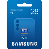 Samsung T7 microSDXC 128 GB, Scheda di memoria blu, 128 GB, MicroSDXC, UHS-I, 170 MB/s, Class 3 (U3), V30