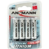 Ansmann Extreme Lithium AA Mignon Batteria monouso Litio argento, Batteria monouso, Litio, 4 pz, 10 anno/i, Argento, -40 - 60 °C