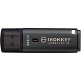 Kingston IronKey Locker+ 50 G2 256 GB, Chiavetta USB antracite, FIPS 197, AES-256, 256 GB, USB tipo A, 3.2 Gen 1 (3.1 Gen 1), 145 MB/s, Cuffia, Nero