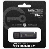 Kingston IronKey Locker+ 50 G2 256 GB, Chiavetta USB antracite, FIPS 197, AES-256, 256 GB, USB tipo A, 3.2 Gen 1 (3.1 Gen 1), 145 MB/s, Cuffia, Nero