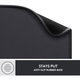 Logitech Mouse Pad Studio Series Grafite, Tappetino per mouse Nero, Grafite, Monocromatico, Nylon, Poliestere, Gomma, Barra appoggiaferro antiscivolo