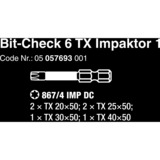 Wera Set di punte 6 TX Impaktor 1, 1/4", 6 pezzi, Set di bit 