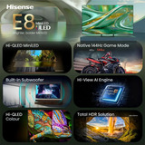Hisense ULED 65E8S MiniLED, QLED TV Nero/grigio scuro