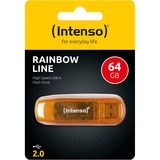 Intenso Rainbow Line unità flash USB 64 GB USB tipo A 2.0 Arancione, Chiavetta USB arancione , 64 GB, USB tipo A, 2.0, 28 MB/s, Cuffia, Arancione