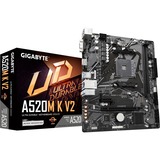 GIGABYTE Scheda madre A520M K V2 - Supporta CPU AMD Ryzen serie 5000 AM4, fino a 5100MHz DDR4 (OC), PCIe Gen3 x4 M.2, LAN GbE, USB 3.2 Gen 1 fino a 5100MHz DDR4 (OC), PCIe Gen3 x4 M.2, LAN GbE, USB 3.2 Gen 1, AMD, Socket AM4, AMD Ryzen 3000 Series, AMD Ryzen 5000 Series, Socket AM4, DDR4-SDRAM, 64 GB