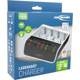 Ansmann 1001-0093 carica batterie Batteria per uso domestico dC, Caricabatterie bianco/Nero, Nichel-Metallo Idruro (NiMH), Stilo AA, Mini Stilo AAA, C, D