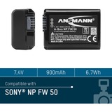 Ansmann A-Son NP FW 50 Ioni di Litio 900 mAh, Batteria fotocamera 900 mAh, 7,4 V, Ioni di Litio