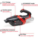 EINHELL TE-HV 18/06 Solo, Aspirapolvere portatile rosso/Nero