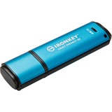 Kingston IronKey 64GB Vault Privacy 50 crittografia AES-256, FIPS 197, Chiavetta USB celeste/Nero, FIPS 197, 64 GB, USB tipo A, 3.2 Gen 1 (3.1 Gen 1), 250 MB/s, Cuffia, Nero, Blu