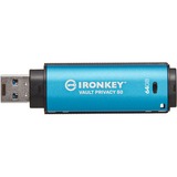 Kingston IronKey 64GB Vault Privacy 50 crittografia AES-256, FIPS 197, Chiavetta USB celeste/Nero, FIPS 197, 64 GB, USB tipo A, 3.2 Gen 1 (3.1 Gen 1), 250 MB/s, Cuffia, Nero, Blu