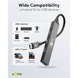 goobay Slim 4-Port USB-Hub, USB-C a USB-A, USB 3.2 Gen1, Hub USB grigio