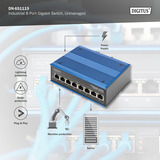 Digitus Ethernet Gigabit 8 porte, Interruttore blu