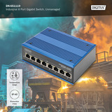 Digitus Ethernet Gigabit 8 porte, Interruttore blu