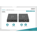 Digitus Set extender HDMI KVM IP, 150 metri, Estensione HDMI Nero