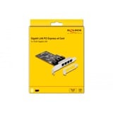 DeLOCK PCIe x4 a 4 x RJ45 Gbit, Scheda di rete 