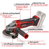 EINHELL Smerigliatrice angolare a batteria Power X-Change TE-AG 18/115 Q Li Solo, 18 Volt rosso/Nero
