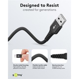 goobay Cavo tessile USB 2.0 supersoft, connettore USB-A > connettore USB-C Nero