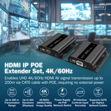Digitus Set extender HDMI IP PoE, Estensione HDMI Nero