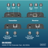 Digitus Set extender HDMI IP PoE, Estensione HDMI Nero