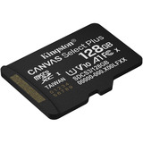 Kingston 128GB micSDXC Canvas Select Plus Gen3 150R A1 (Adattatore SD non incluso), Scheda di memoria Nero, 128 GB, MicroSDXC, Classe 10, UHS-I, 150 MB/s, Class 1 (U1)