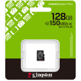 Kingston 128GB micSDXC Canvas Select Plus Gen3 150R A1 (Adattatore SD non incluso), Scheda di memoria Nero, 128 GB, MicroSDXC, Classe 10, UHS-I, 150 MB/s, Class 1 (U1)