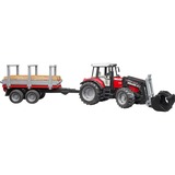 bruder Trattore Massey Ferguson 7480 Con Rimorchio Trasporto Tronchi, Veicolo modello Modellino di trattore, 3 anno/i, Plastica, Nero, Rosso, Argento