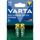 VARTA -T399B Batterie per uso domestico, Batteria Batteria ricaricabile, Stilo AA, Nichel-Metallo Idruro (NiMH), 1,2 V, 2 pz, 1600 mAh