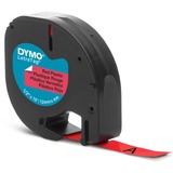 Dymo LetraTag etichette originali in plastica | rotolo da 12 mm x 4 m | stampa nera su rosso | LT etichette autoadesive per etichettatrice LetraTag | 1 pezzo, Nastro di scrittura Nero su rosso, Poliestere, Belgio, DYMO, LetraTag 100T, LetraTag 100H, 1,2 cm