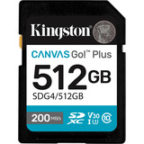 Kingston Canvas Go! Plus 512GB SDXC Canvas Go Plus Gen4 200MB/s C10 UHS-I U3 V30, Scheda di memoria Nero, 512 GB, SDXC, Classe 10, UHS-I, 200 MB/s, 160 MB/s