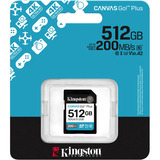 Kingston Canvas Go! Plus 512GB SDXC Canvas Go Plus Gen4 200MB/s C10 UHS-I U3 V30, Scheda di memoria Nero, 512 GB, SDXC, Classe 10, UHS-I, 200 MB/s, 160 MB/s