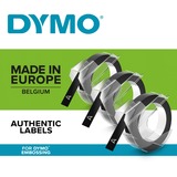 Dymo 3D Nastro Etichette a Rilievo Autoadesive | Rotoli da 9 mm x 3 m | stampa bianca su nero |Per Omega e Junior etichettatrice a rilievo| Confezione da 3, Nastro di scrittura Belgio, 3 m, 3 pz, 89 mm, 105 mm, 50 mm