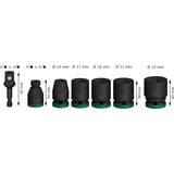 Bosch Set di bussole a impatto PRO 1/2", 7 pezzi, chiave combinata   Nero