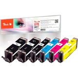 Peach 0F319856 cartuccia d'inchiostro 6 pz Compatibile Nero, Magenta, Giallo, Ciano Nero, Magenta, Giallo, Ciano, 11 ml, 6 pz, Confezione multipla