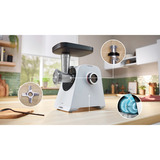 Bosch Serie 4 Tritacarne , MultiPower, 1900 W, Bianco bianco, MultiPower, 1900 W, Bianco, 1300 W, Bianco, 1 m, Acciaio inox, 1900 W, 500 W