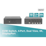 Digitus Switch KVM DisplayPort 4x 1 Nero