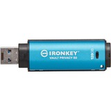 Kingston IronKey 128GB Vault Privacy 50 crittografia AES-256, FIPS 197, Chiavetta USB celeste/Nero, FIPS 197, 128 GB, USB tipo A, 3.2 Gen 1 (3.1 Gen 1), 250 MB/s, Cuffia, Nero, Blu