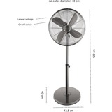 Steba VT S6 Acciaio inossidabile, Ventilatore canna di fucile, Ventilatore domestico con pale, Acciaio inossidabile, Pavimento, Metallo, 56 dB, 4,3 m