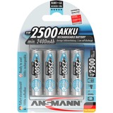Ansmann 2500mAh AA maxE plus Stilo AA Nichel-Metallo Idruro (NiMH), Batteria argento, Stilo AA, Nichel-Metallo Idruro (NiMH), 1,2 V, 2500 mAh, 14,5 x 14,5 x 50,5 mm
