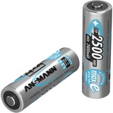Ansmann 2500mAh AA maxE plus Stilo AA Nichel-Metallo Idruro (NiMH), Batteria argento, Stilo AA, Nichel-Metallo Idruro (NiMH), 1,2 V, 2500 mAh, 14,5 x 14,5 x 50,5 mm