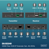 Digitus Set extender KVM IP in fibra HDMI, Switch KVM Nero