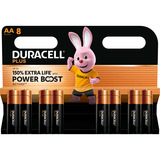 Duracell Plus Batteria monouso Stilo AA Alcalino Batteria monouso, Stilo AA, Alcalino, 1,5 V, 8 pz, Nero, Oro