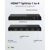 goobay Splitter HDMI 1 a 4 (4K @ 30Hz) Nero