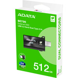 ADATA SC730 512 GB USB tipo-C 3.2 Gen 2 (3.1 Gen 2) Nero, Disco a stato solido Nero, 512 GB, USB tipo-C, 3.2 Gen 2 (3.1 Gen 2), 600 MB/s, 10 Gbit/s, Nero