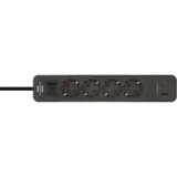 Brennenstuhl Multipresa Ecolor 4 vie con 2x USB-C, 1x USB-A, Ciabatta Nero/antracite