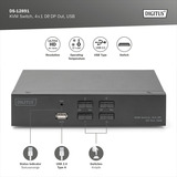 Digitus KVM Switch DisplayPort 4x1, Switch KVM Nero